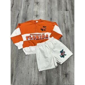 Vintage 1980s Rudman University Of Florida Henley Two Piece Short Set Size Small